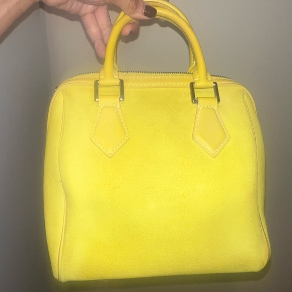 LOUIS VUITTON Speedy 20 Cube Illusion Fleur Yellow Suede pre owned - Picture 12 of 16